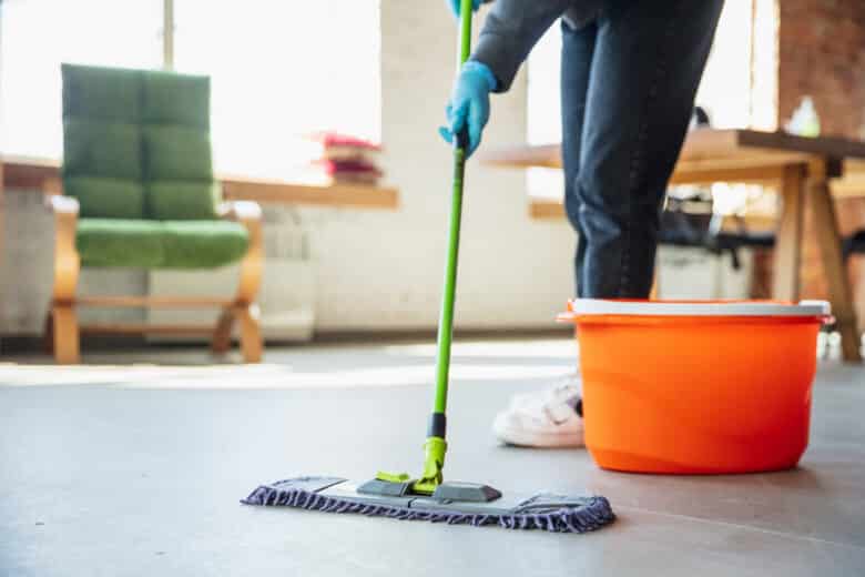 Disinfecting in home during epidemic - prevention and protection of coronavirus spreading. Protect respiratory system against pneumonia, COVID-19. Sanitizers, face mask, gloves.